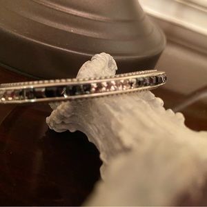 Brighton Silver Bangle with Black and Gray Stones